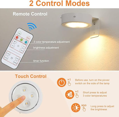 3 Pack Rechargeable Battery LED Picture Light,Wall Lights for Pictures with Remote Dimmable and Timer,3 Lighting Modes Magnetic Art Display Light for Paintings Battery Operated-White