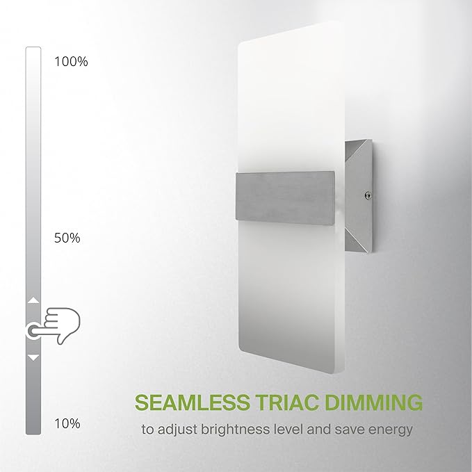 ASD LED Indoor Wall Mount Light Fixture - 14 Inch 24W Modern Interior Brushed Nickel Dimmable Wall Sconce Light - ETL 2700K-5000K Adjustable - Hallway, Bedroom LED Wall Lights, Pack of 2