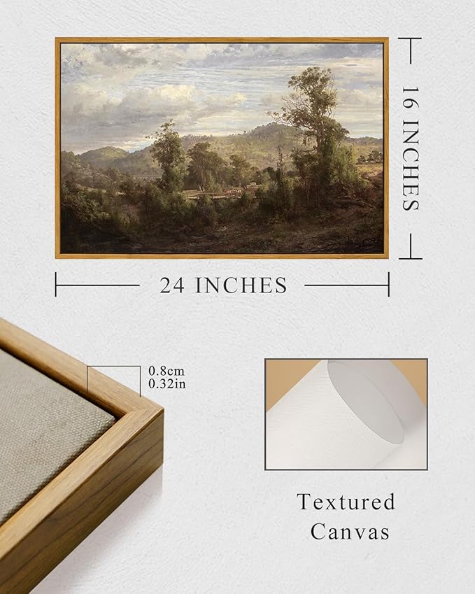 InSimSea Framed Canvas Wall Art Vintage Decor, Nature Landscape Paintings Artwork,Large Prints,Vintage Farmhouse Decor,Retro Wall Decoration for Bedroom Living Room Bathroom, 16