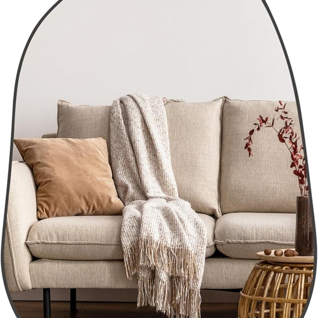 PERFNIQUE Irregular Wall Mirror Asymmetrical Mirror, 27''x19'' Black Mirror for Bathroom Bedroom Living Room Entryway, Decorative Modern Wall Decor, Wall Mounted Mirror (Black, 27''x19'')