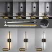 Battery Operated Wall Sconce Set of 2 Rechargeable Wireless Cordless 12000ma 360° Rotation Large Wall Lights lamp Modern Decor Linear Long Metal Black Gold 28