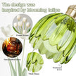 Vintage Bathroom Light Fixtures,3-Light Hardwired Vanity Lights with Green Tulip Glass Shade,Gold Bathroom Vanity Light for Mirror Restroom,E26 Socket,18.5 in(Bulbs Not Included)