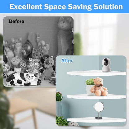 3Pcs Corner Mounting Shelf 20cm Wall Mounted Space Saving Wall Corner Shelf Easy to Install Corner Floating Shelves Minimalist Corner Wall Shelf for Bedroom Living Room Bathroom ZHAZHAMO