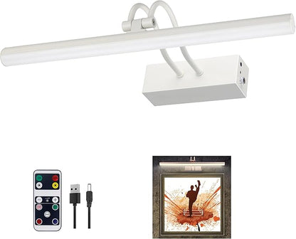 Picture Light,Picture Lights for Wall Cordless,16" Picture Lights with Timer and Dimmable,Battery Wall Lights for Display Gallery Painting Art Frame Portrait-WH