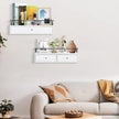 Floating Shelves for Wall Storage - Wall Mounted Bathroom Shelf Set of 2 with Drawers, Rustic Wood Shelves for Bedroom, Living Room, Kitchen, Home Decor, Plants, Books