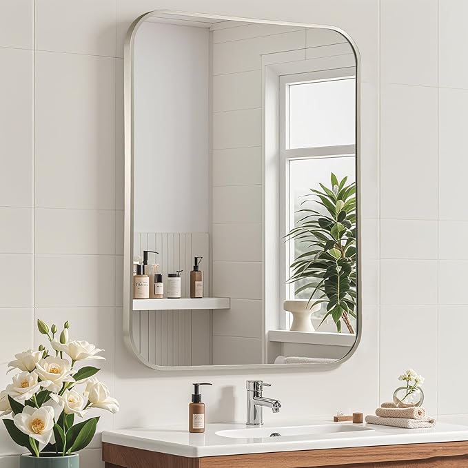 Brushed Nickel Mirror, 22