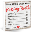 Valentines Desk Decor, Valentine's Day Home Office Table Sign for Wife Daughter from Dad Husband, Valentine Gifts Decorations for Porch Tiered Tray Shelf Party, Open Daily Kissing Booth