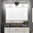 Ralbay Mid Century Modern Vanity Light Fixture 4-Light Milky Glass Modern Bathroom Vanity Lights Over Mirror, Black/Golden Modern Vanity Light for Bathroom Black and Gold 4 Light(Exclude Bulb)