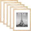 upsimples 11x14 Picture Frame Set of 5, Display Pictures 8x10 with Mat or 11x14 Without Mat, Wall Gallery Photo Frames, Natural