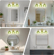 Vintage Bathroom Light Fixtures,3-Light Hardwired Vanity Lights with Green Tulip Glass Shade,Gold Bathroom Vanity Light for Mirror Restroom,E26 Socket,18.5 in(Bulbs Not Included)