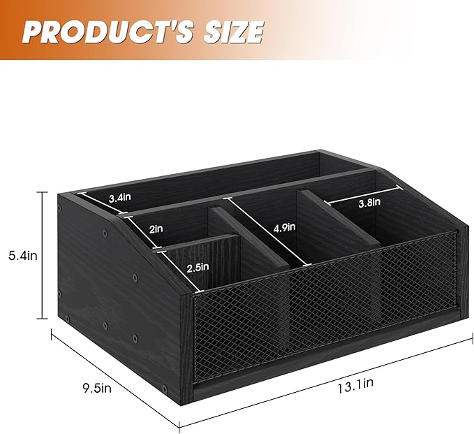 Coffee Station Organizer, Coffee Bar Organizer for Countertop, Coffee and Tea Condiment Storage Organizer, 5 Compartments Coffee Bar Accessories and Organizer, Black, Wooden (Black)