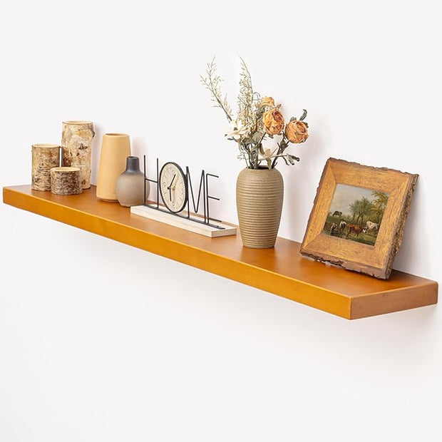 Marsmiles 48 Inch Wood Floating Shelves | Rustic Honey Oak Wall Shelves Set of 2 | 48" W x 7.7" D x 1.6" H Wooden Shelves for Bathroom Living Room Kitchen