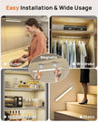 Under Cabinet Lighting Wireless, 16 inch LED Motion Sensor Light Indoor, Rechargeable Closet Lights with Remote, 3 Color Temps, Dimmable, Magnetic Under Counter Lights for Kitchen, Stairs, 4 Pack