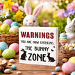 Easter Decorations for Home Funny Bunny Zone Wooden Sign, Warning You Are Now Entering The Bunny Zone Rabbit Decor, Farmhouse Wall Plaque for Bunny Mom Bunny Lover Gift