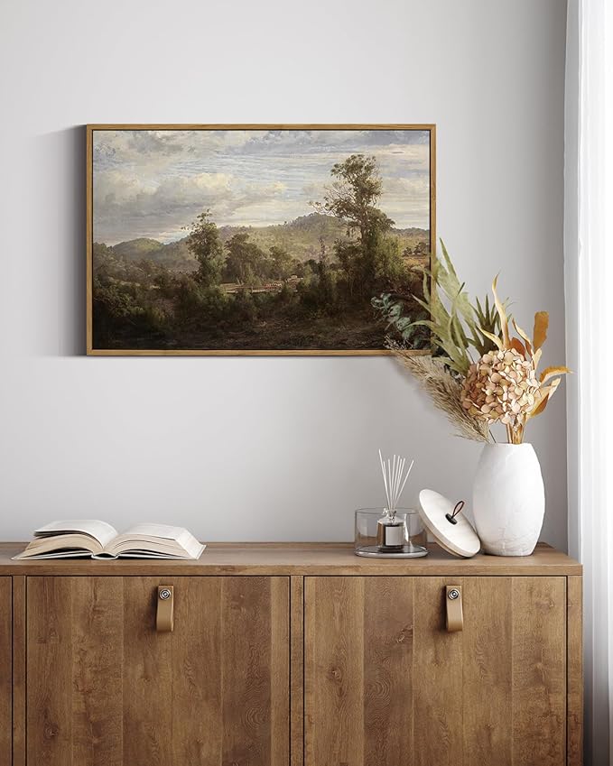 InSimSea Framed Canvas Wall Art Vintage Decor, Nature Landscape Paintings Artwork,Large Prints,Vintage Farmhouse Decor,Retro Wall Decoration for Bedroom Living Room Bathroom, 16