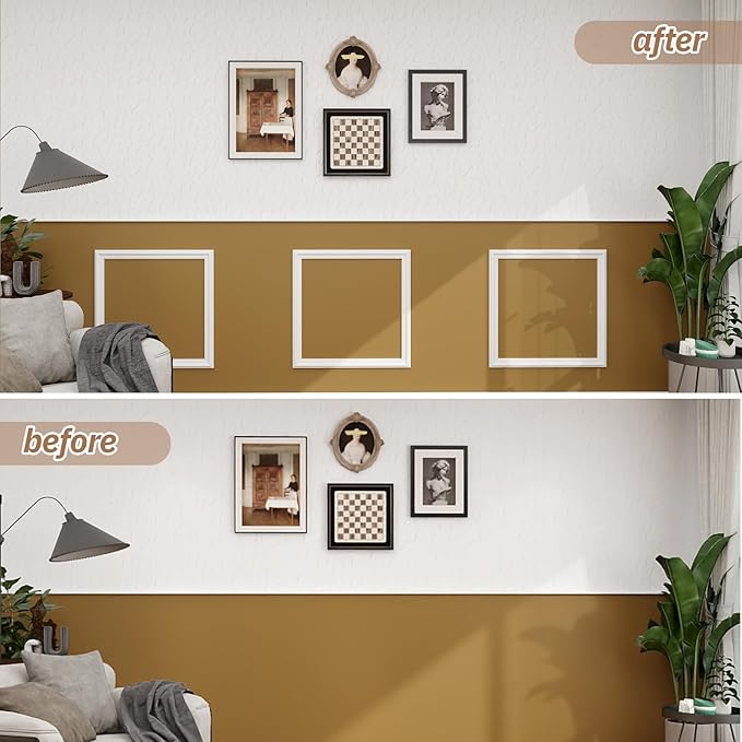Peel and Stick Wall Molding Kit, Accent Wall Panels for Interior Wall Decor with Double-Sided Tape, 3 Set Pre-Cut PS Wainscoting Panels (20 * 20 in)