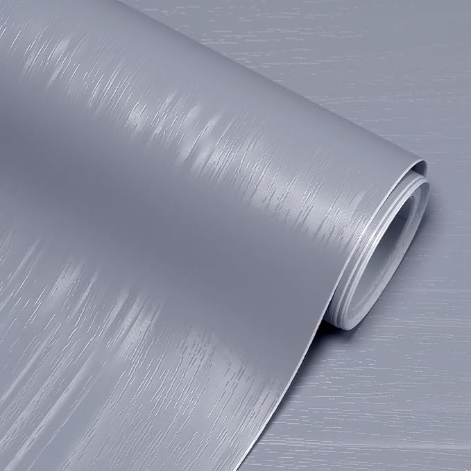 wishFIRE Grey Blue Textured Peel and Stick Wallpaper 15.7"×472" Contact Paper Wood Look Wall Paper Self Adhesive Waterproof Vinyl Wallpaper for Bedroom Kitchen Cabinets Countertop