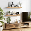 24x6.8x2 Inch Rustic Floating Shelves for Wall Set of 2 - Oak Solid Wood Wall Mounted Shelves with Invisible Bracket, Extended Design for Farmhouse Living Room Bedroom Kitchen Decor