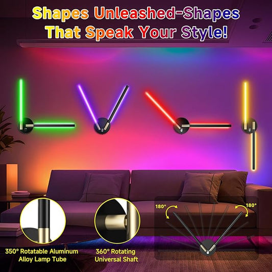 Battery Operated Wall Sconce with 360°DIY Independently Rotate Lamp,Wireless Magnetic Wall Lights with Remote,Timer,Dimmable 3000K-6500K,RGB Wall Sconces Decor for Bedroom,Living Room10000mAh