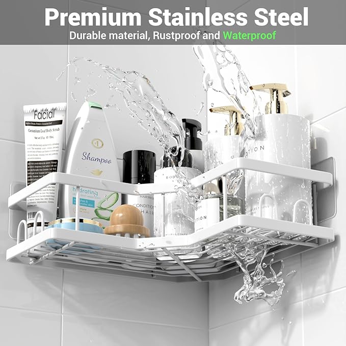 Corner Shower Caddy Bathroom Organizer Adhesive Shower Rack Bathtub Shelves - 3Pack No Drilling Shower Shelf For Inside Shower - Rustproof Bath Tub Organizer Caddy