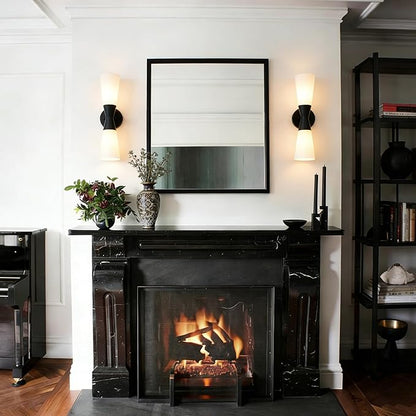 Wall Sconces Set of 2 for Bathroom, Modern Indoor Vanity Light Fixtures 17", Up Down Lighting, Wall Mount Lamp for Living Room Bedroom Hallway Stairway Fireplace Mirror E26 Base 2PC White&Black