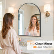 Bathroom Mirror for Wall, 30x20 Inch Arched Mirror, Matte Black Metal Framed Bathroom Vanity Mirror for Restroom Farmhouse, Anti-Rust, Tempered Glass, Hanging or Leaning