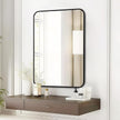 Fabuday Black Bathroom Mirror for Over Sink - 20x30 Matte Metal Framed Wall Mirror, Rounded Rectangular Vanity Mirrors for Living Room, Bedroom, Entryway, Hallway, Horizontally/Vertically