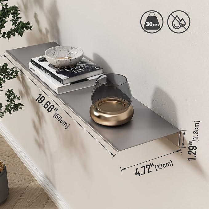 Danpoo Metal Shelf, Long Floating Shelf for Bathroom, 20