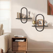 KALYLOC Floating Shelves for Wall, Hanging Shelves Wall Shelf for Plants, Decorative Wall Mounted Shelves for Living Room Bedroom Bathroom Home Office Kitchen, Black Wood Set of 2