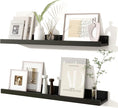 Fun Memories Picture Ledge Shelves Set of 2, 24 Inch Rustic Wall Mounted Floating Shelves with Lip for Home Storage and Décor in Bathroom, Kitchen, Nursery, Bedroom, Living Room, Black