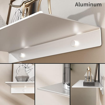 Danpoo Adhesive Floating Shelf for Wall Storage, Metal Wall Shelf for Bathroom/Living Room/Kitchen/Bedroom, 20" Long Display Shelf for Collectibles, Silver