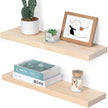 Marsmiles Natural Wood Floating Shelves | 24 Inch Unfinished Wood Wall Shelves Set of 2 | 24