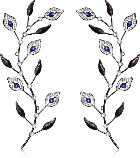 sxnzequnze 2 Pcs Metal Leaf Wall Art Crystal Bling Decorations Silver Leaves 3D Iron Handmade Home Decor Hanging Minimalist Accents Modern Set for Living Room Bathroom Bedroom Dining Room Hallway