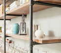 Industrial Wall Mounted Iron Floating Pipe Shelves/Shelving/Racks/Storage/Bookcases/Brackets, DIY Open Bookshelves, Retro Black (4-Tier Shelf Brackets with 3 Boards)