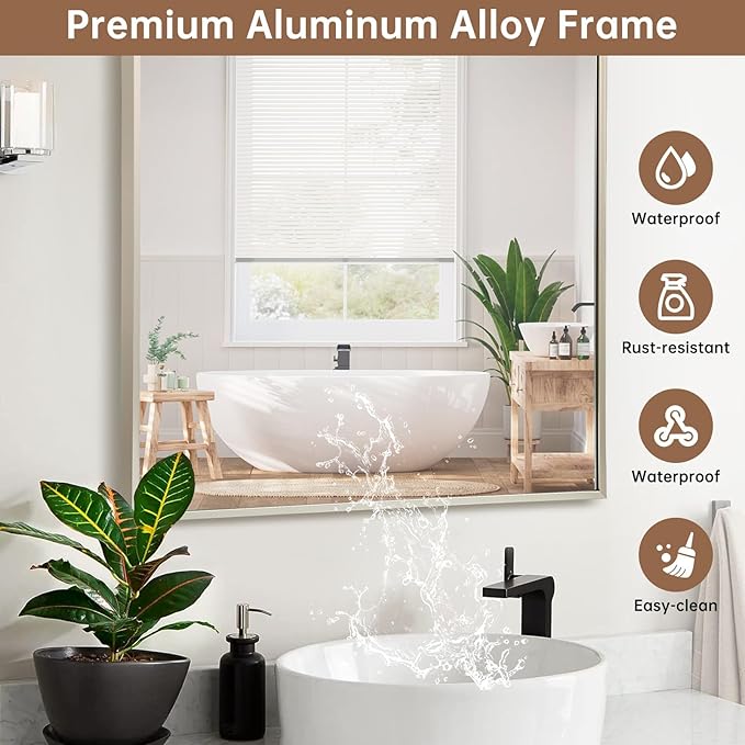 Brushed Nickel Bathroom Mirror, 30