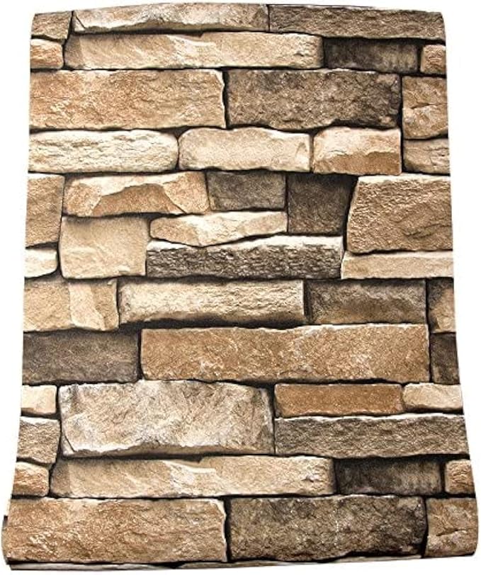 Rock Peel and Stick Wallpaper - Self-Adhesive & Removable Wallpaper Stone Decorations Contact Paper 17.7