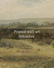 InSimSea Framed Canvas Wall Art, Vintage Landscape Art for Living Room Hallway Shelf, 10x8in,Hills Pasture Watercolor Painting, Rustic Farmhouse Cozy Cottage Mid Century Small Nature Decor