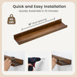 Picture Ledge Wall Shelves 24 inch Width Set of 2, Solid Pine Wood Rustic Floating Ledge Shelves for Wall for Kids' Room Bedroom Kitchen Bathroom Living Room Nursery Display Wall Decor, Walnut
