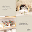 Umbra Bellwood Three-Tier Spice Shelf, Expandable Design Made of Durable Plastic and Wood, Natural/White