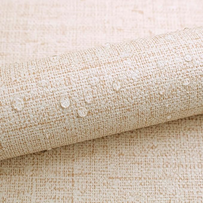 Beige Grasscloth Wallpaper Peel and Stick Vintage Grasscloth Contact Paper 15.7inch x 393.7inch Faux Linen Wallpaper Textured Self Adhesive Removable Contact Paper for Cabinet Vinyl