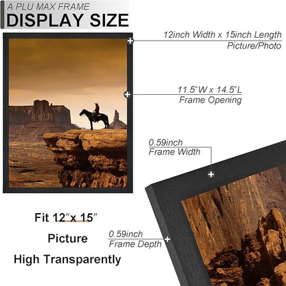 A PLUS MAX 12x15 Picture Frame Set of 6, Black Engineered Wood Frame for 12 x 15 Inch Picture Poster Photo, Light Weight 12 by 15 Frame with Wood-grain for Wall - 6 Pack/Black/12 x15