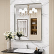 LOAAO 32X36 Inch Brushed Nickel Bathroom Mirror, Rounded Rectangle Silver Metal Frame Mirror, Brushed Nickel, Anti-Rust, Hangs Horizontally or Vertically