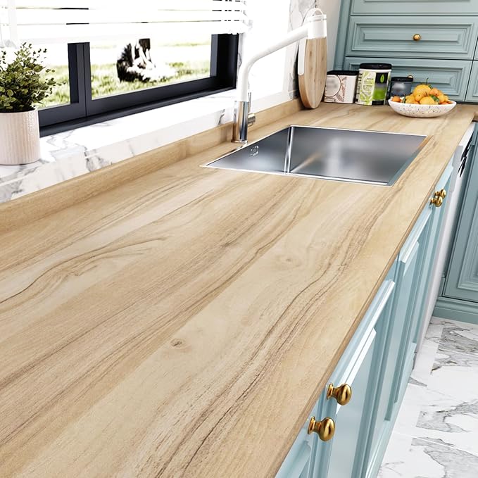 Wallercity Brown/Yellow Wood Wallpaper Peel and Stick Countertops Wood Grain Contact Paper for Cabinets Self Adhesive Removable Wooded Wall Paper Decorative Vinyl Wrap for Furniture Desk 15.8''x236''