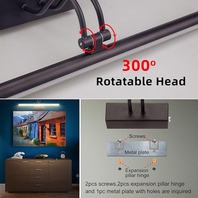 Picture Light,Picture Lights for Wall Cordless,16" Picture Lights with Timer and Dimmable,Battery Wall Lights for Display Gallery Painting Art Frame Portrait-Bronze