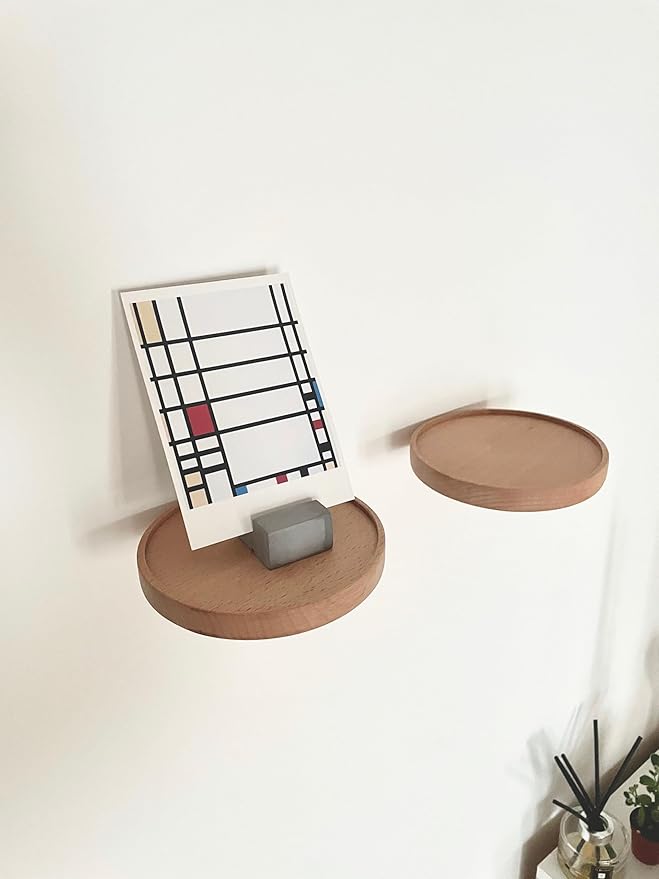 Set of 3 Modern Beechwood Floating Shelves, Round, 5.9 x 0.82 Inch, Oil Rubbed Finish, Wall Mounted, Holds Up to 15kg Each