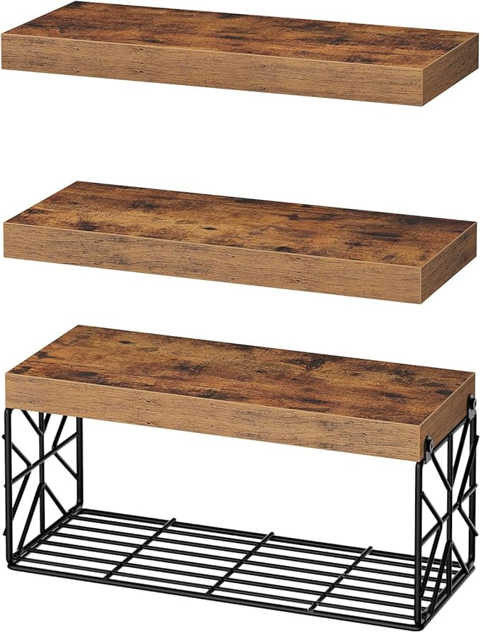 Bathroom Shelves Over Toilet Set of 3, Floating Shelves for Wall Toilet Paper Storage, 1.5