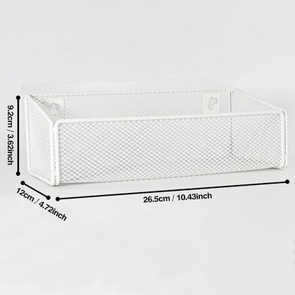 Bathroom Shelf Over Toilet Storage Basket,Toilet Beside Floating Shelf Mesh Metal Wall Mounted Shelves for Home Organization & Decor Essentials,Kitchen/Living Room Shelves (White)