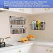 Wall Mounted Iron Spice Rack – Large Grey Painted Kitchen Wall Shelf & Seasoning Organizer for Jars, Condiments & Spices – 40cm W × 14cm D × 18.5cm H Floating Pantry Storage Rack with Screw Mount