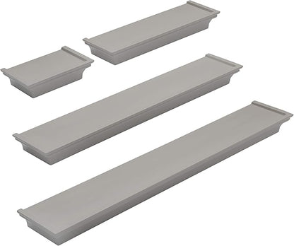 MELANNCO Floating Wall Shelves for Bedroom, Living Room, Bathroom, Kitchen, Nursery, Set of 4, Gray, 4 Count