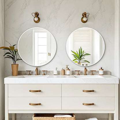 Fabuday White Round Mirror for Bathroom - Small 18 Inch Circle Mirror for Wall Decor with Matte Frame, Living Room, Bedroom, Entryway Circular Mirrors
